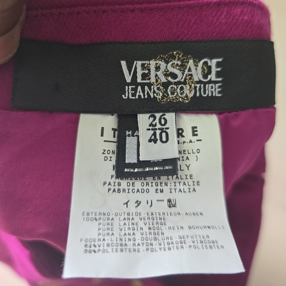 Versace Pink Studded Women's Short Skirt Size 26 Side Slit Flaw - Picture 11 of 12